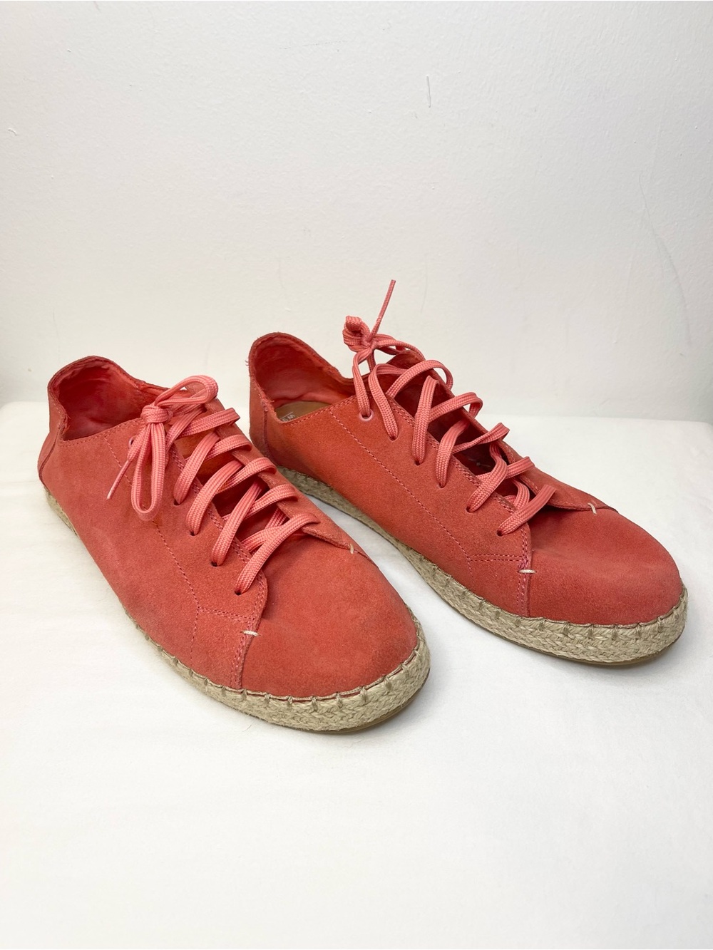 Toms Coral Suede Lace-Up Espadrille Sneakers - Women Size 9